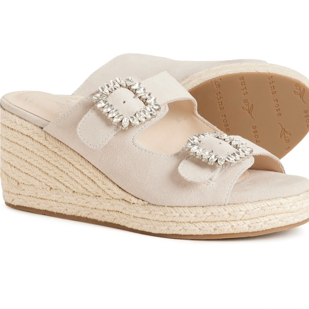 Tina Rose Sydney Sandals Women's Cream Wedge Sandals NEW IN BOX